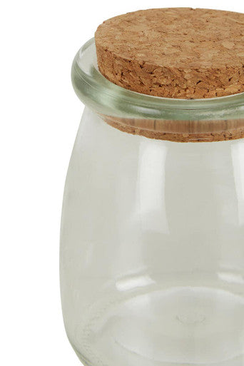 Set of 6 Round Glass Jars with Cork Stoppers