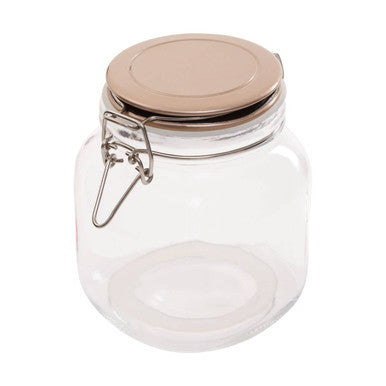 Square Glass Jar 1050ml with Champagne Lid