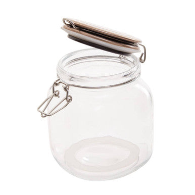 Square Glass Jar 1050ml with Champagne Lid