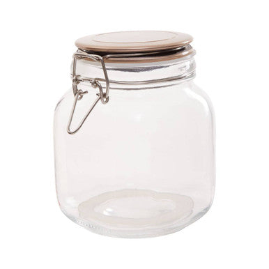 Square Glass Jar 1050ml with Champagne Lid