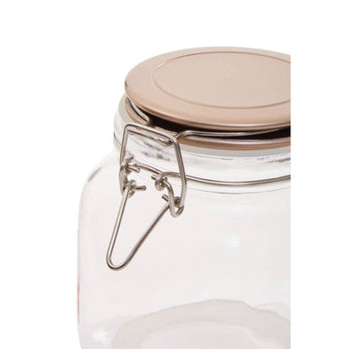 Square Glass Jar 1050ml with Champagne Lid