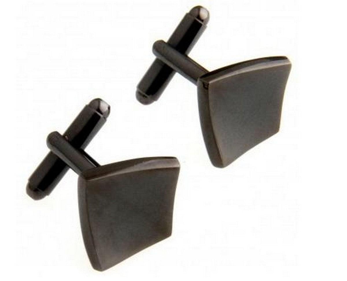 Matt Dark Silver Curved Cufflinks