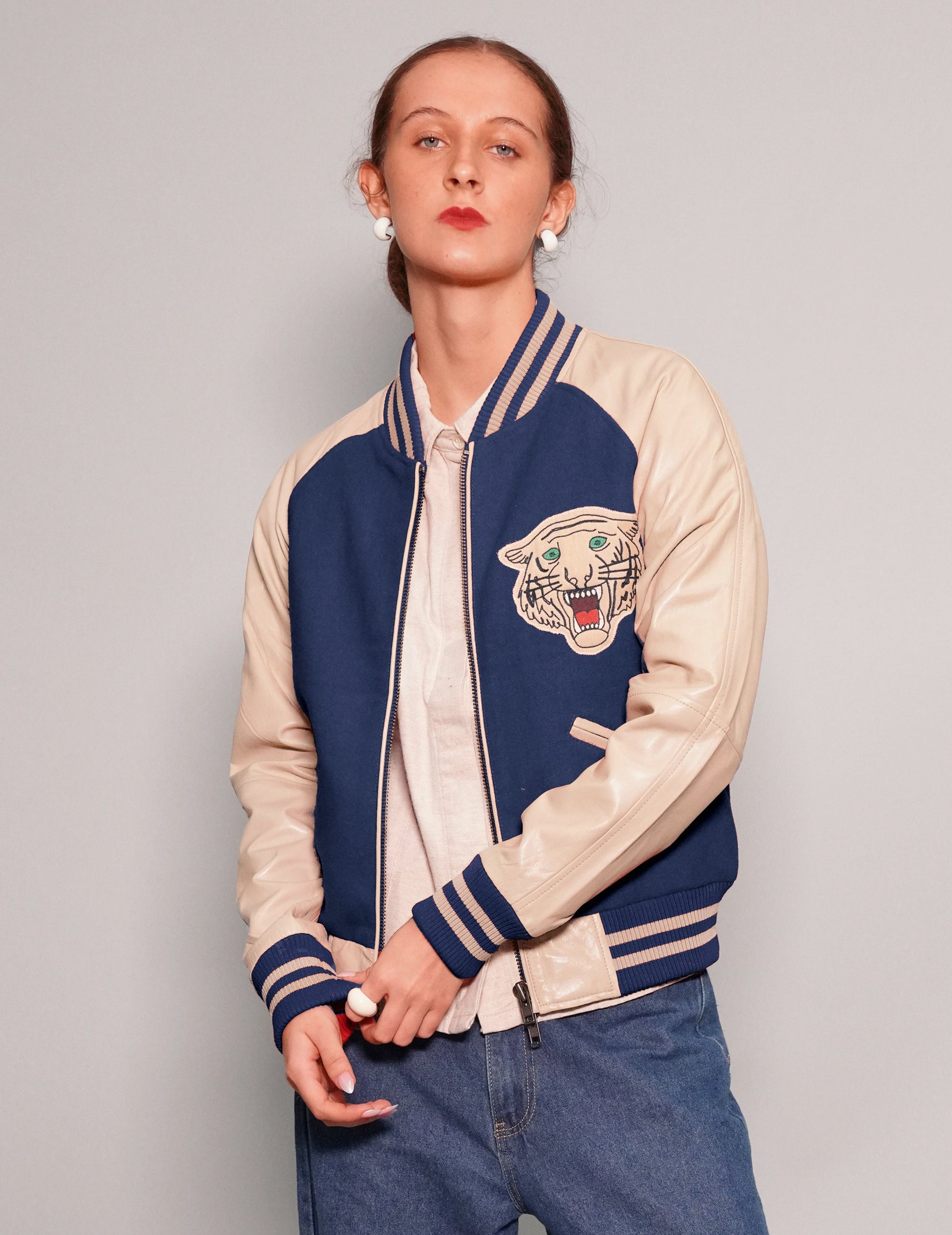 Immortal Varsity Bomber Jacket in Blue