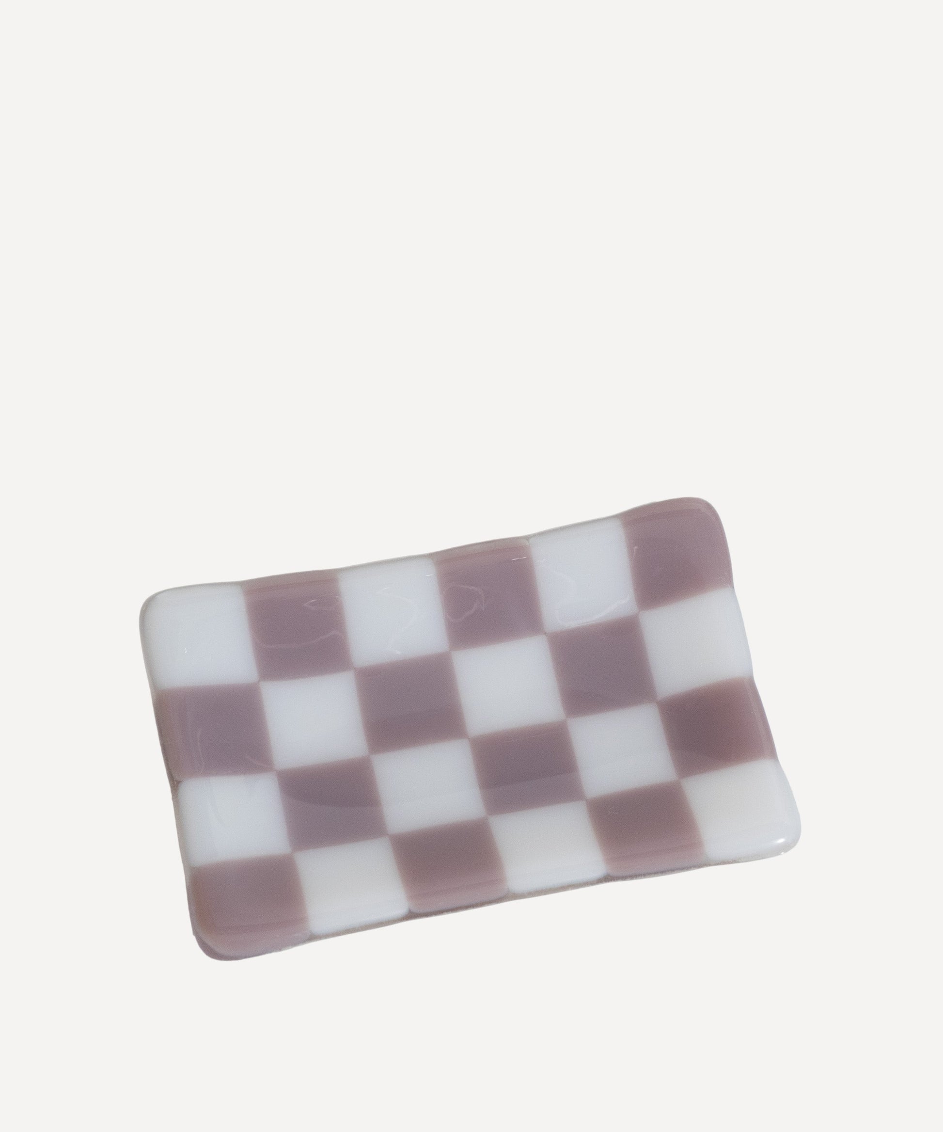 Handcrafted Chequered Glass Tray in White and Colour