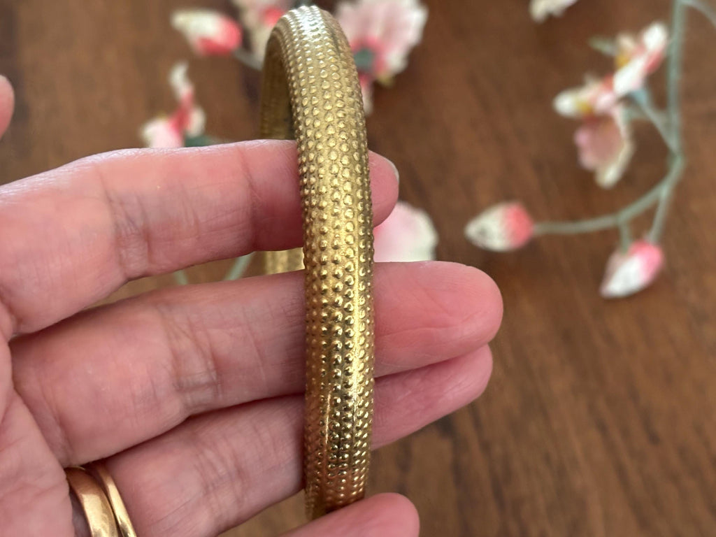 Minimal Solid Brass Torque Bangles Vintage Rustic Gold Open Cuffs
