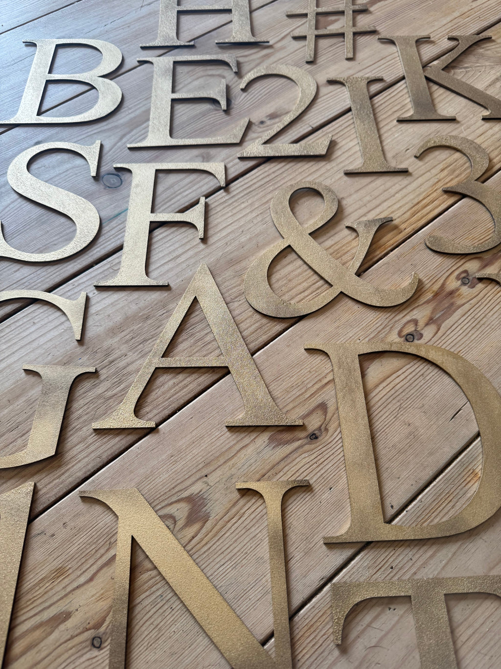 Distressed Gold Metal Letters A-Z 0-9 in 5 inch or 12 inch