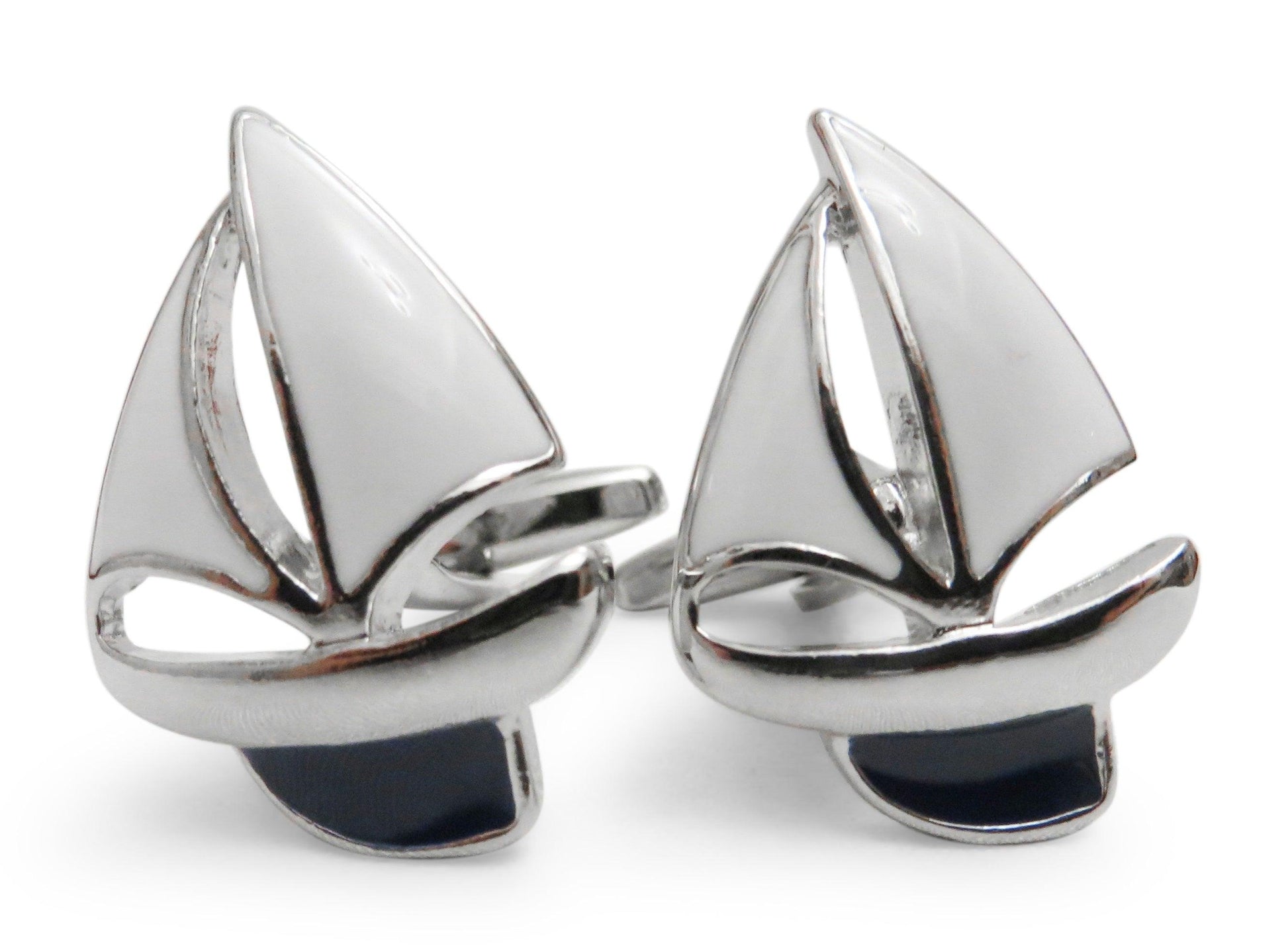 White and Black Sailboat Cufflinks