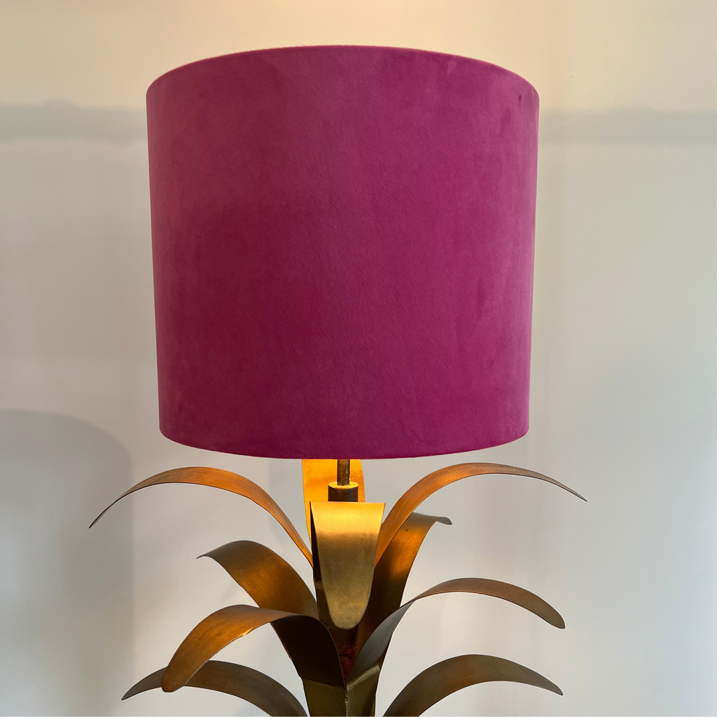 Hot Pink velvet drum lampshade/ ceiling shade with a white lining