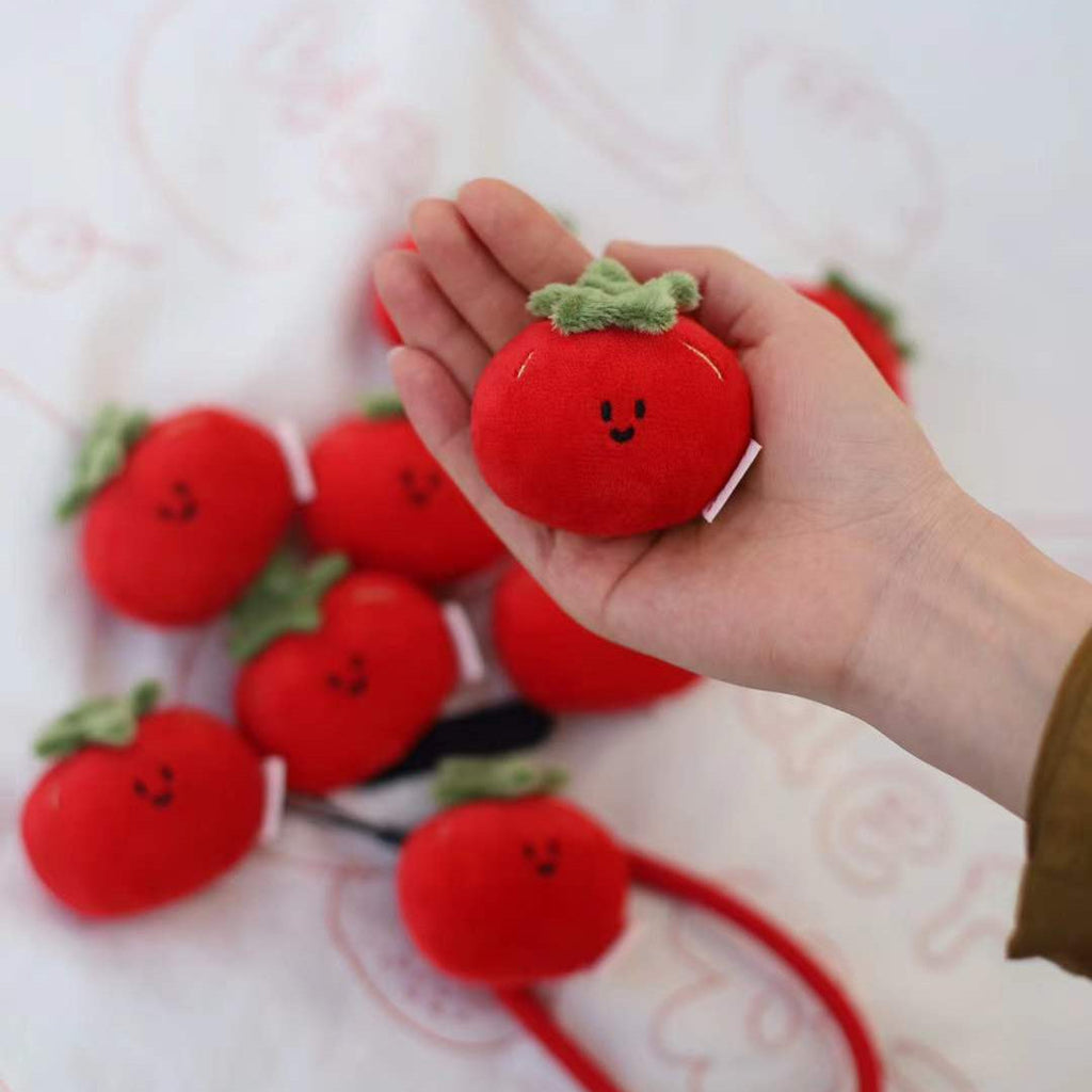 Mini Tomato Plush Bag Charm in Red and Green