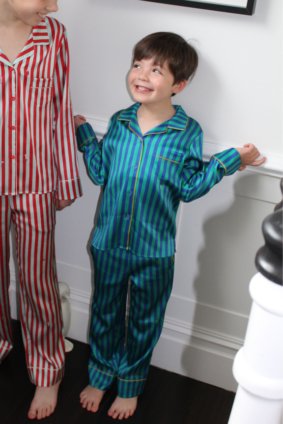 Rainforest Stripe Silk Pyjama Set for Boys