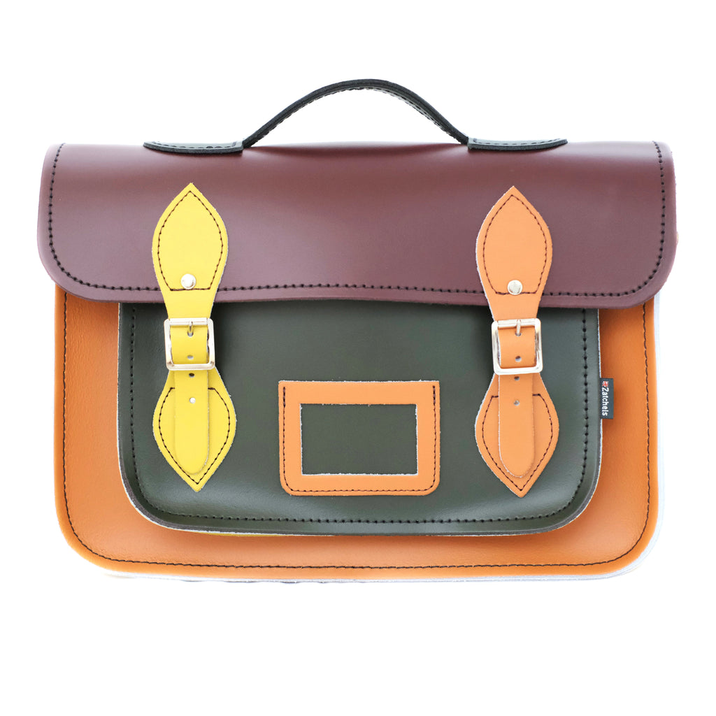 Handmade Leather Satchel Autumnal Kaleidoscope