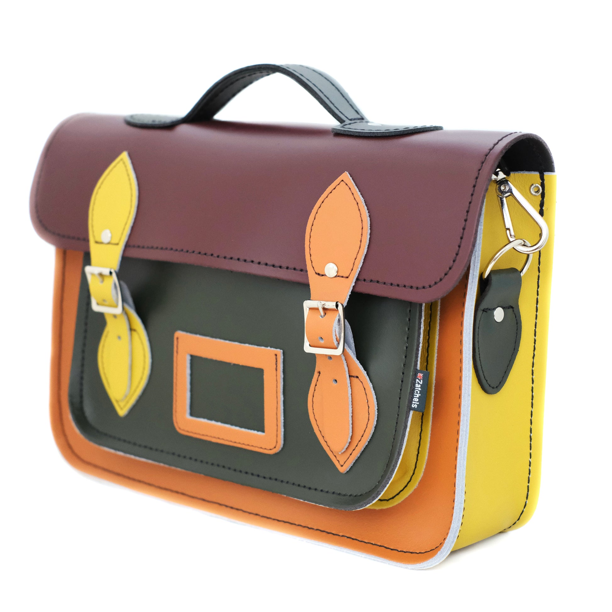 Handmade Leather Satchel Autumnal Kaleidoscope