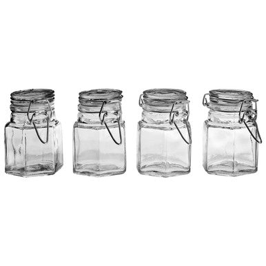 Glass Spice Jars Set of 4 with Clip Top Lids