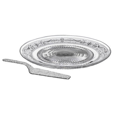 Clear Glass Cake Plate and Slice Set