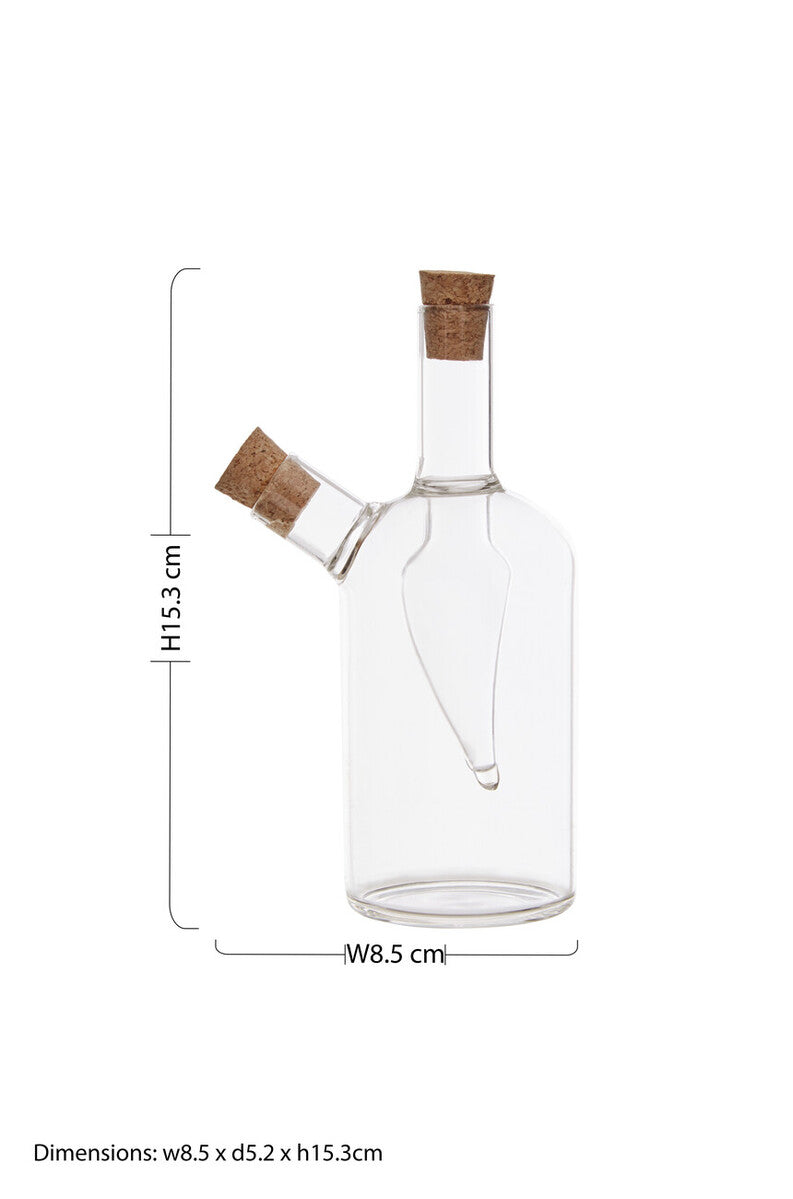 Two in One Oil and Vinegar Glass Bottle with Cork Stoppers