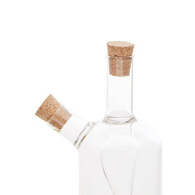 Two in One Oil and Vinegar Glass Bottle with Cork Stoppers