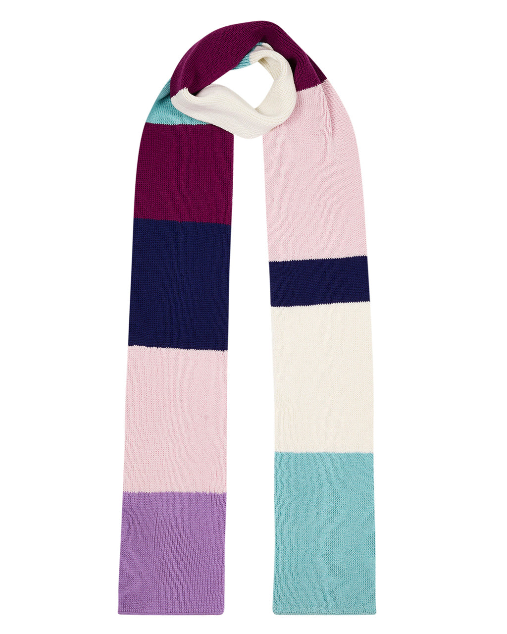 Ribbed Colour Block Wool and Cashmere Scarf