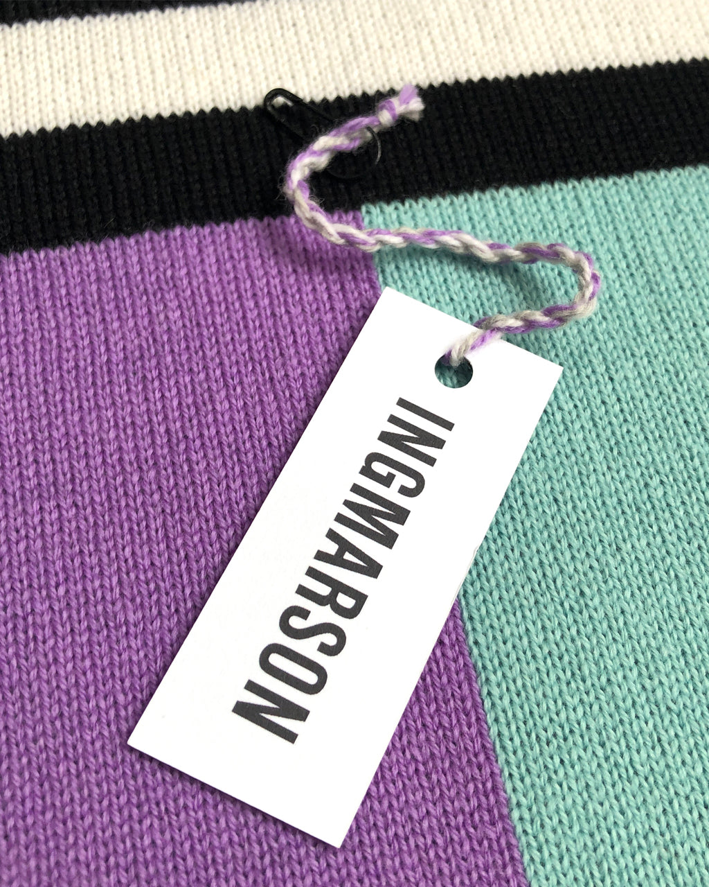 Multi Striped Wool and Cashmere Scarf in Lilac and Turquoise