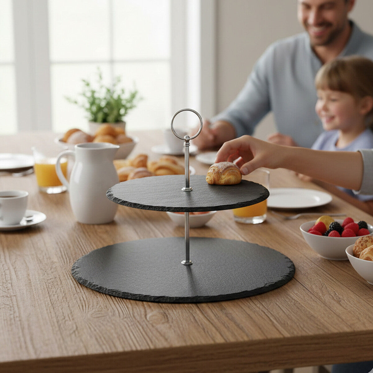 Slate Two Tier Round Cake Stand