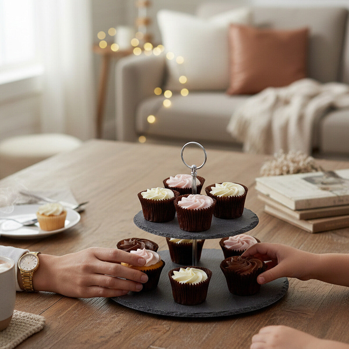 Slate Two Tier Round Cake Stand