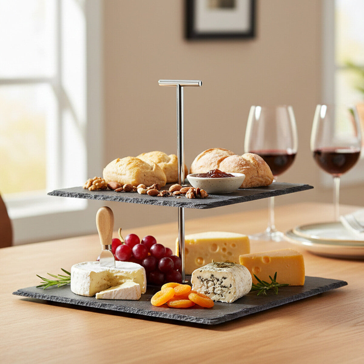 Slate 2 Tier Square Cake Stand
