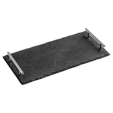 Slate Serving Tray with Stainless Steel Handles