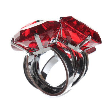 Set of Four Red Diamante Napkin Rings
