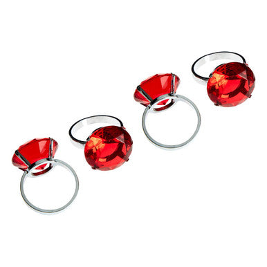 Set of Four Red Diamante Napkin Rings