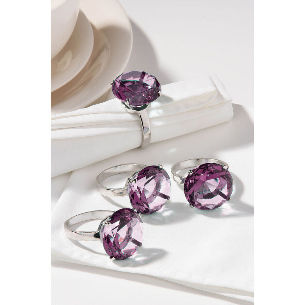 Set of Four Purple Diamante Napkin Rings