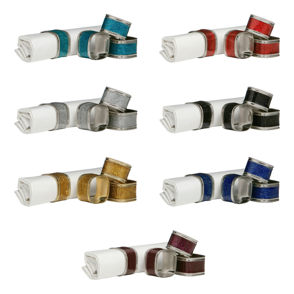 Set of Four Sapphire Glitter Napkin Rings