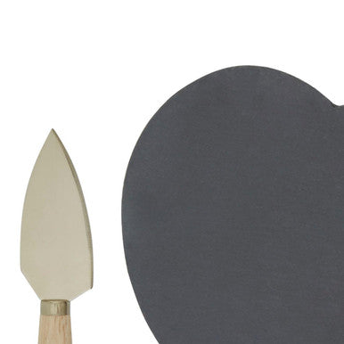 Heart Shaped Slate Cheese Board with Gold Knife