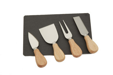 Slate Board and 4 Piece Cheese Knife Set