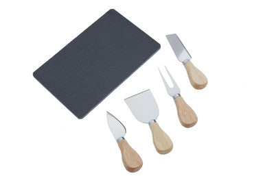 Slate Board and 4 Piece Cheese Knife Set