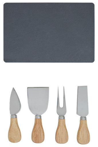 Slate Board and 4 Piece Cheese Knife Set