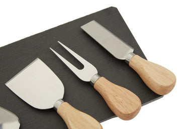 Slate Board and 4 Piece Cheese Knife Set