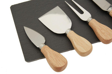 Slate Board and 4 Piece Cheese Knife Set