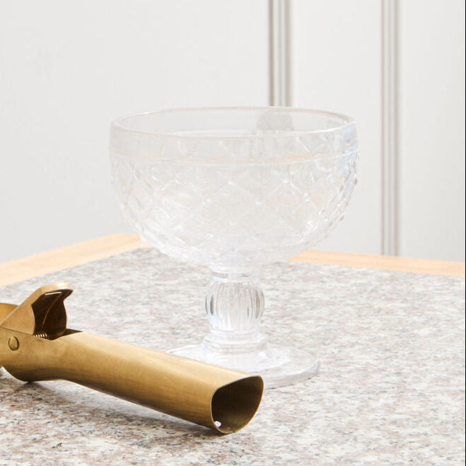 Clear Glass Sundae Dish 265ml with Embossed Floral Detail