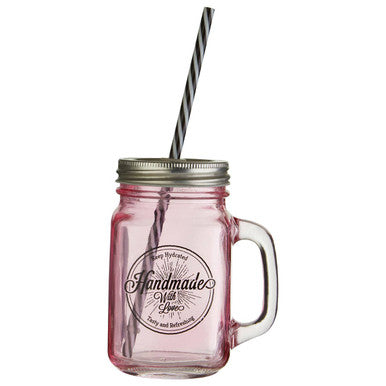 Square Mason Jar Mug in Pink