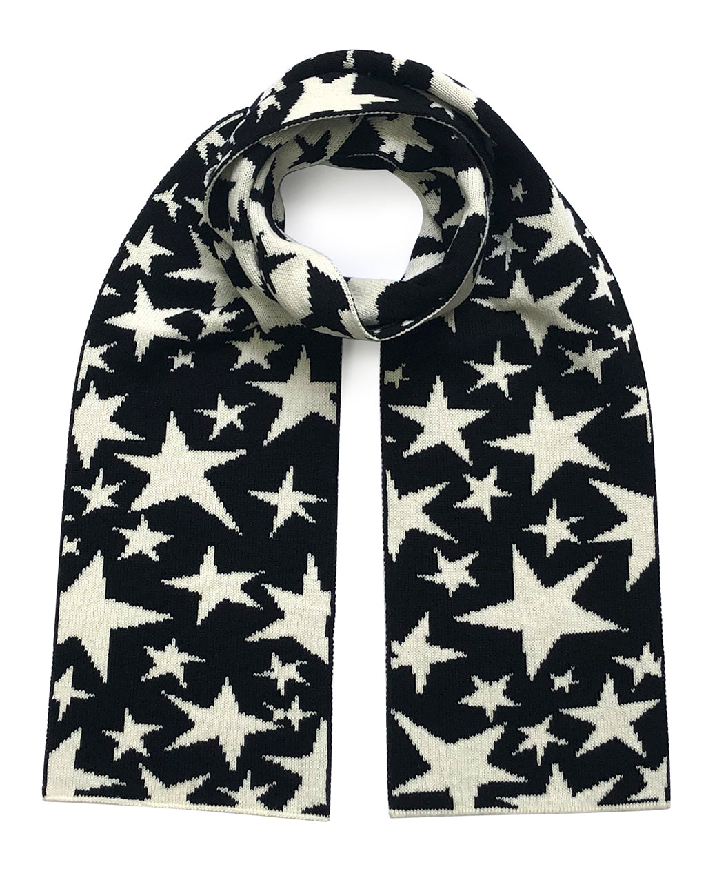 Stars Wool and Cashmere Scarf in Black and White