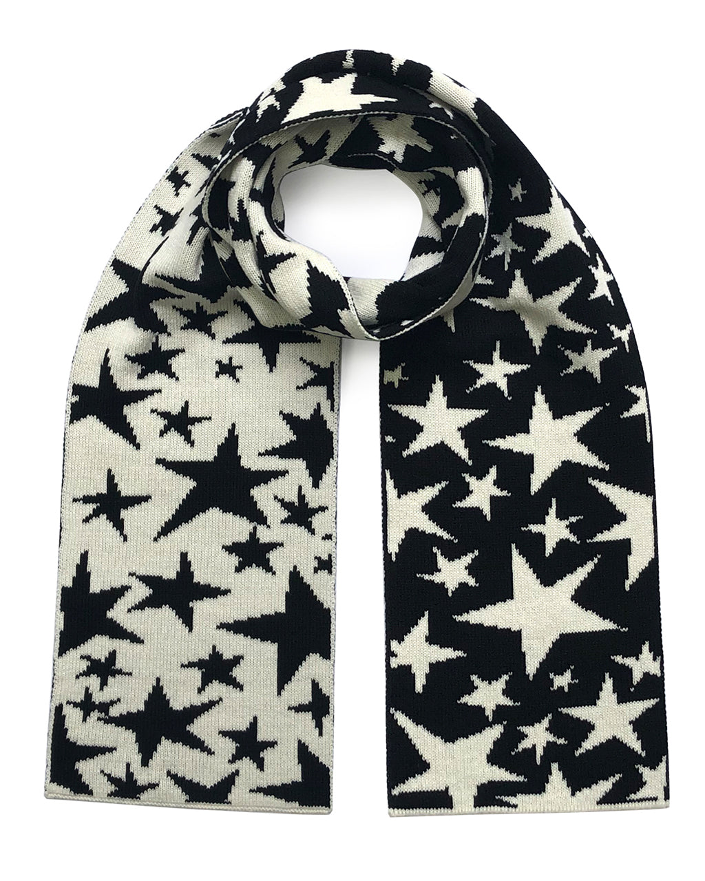 Stars Wool and Cashmere Scarf in Black and White