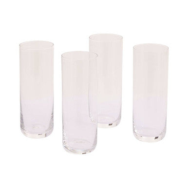 Set of Four Clear Crystalline Highball Glasses