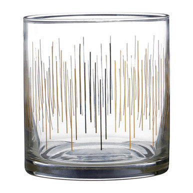 Gold and Black Striped Glass Tumblers Set of 4
