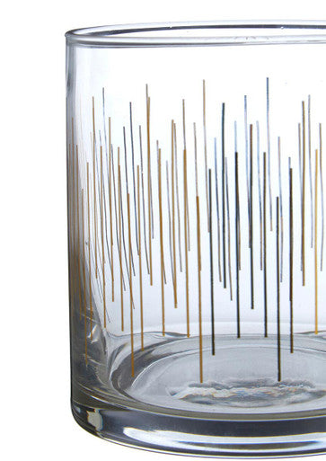 Gold and Black Striped Glass Tumblers Set of 4