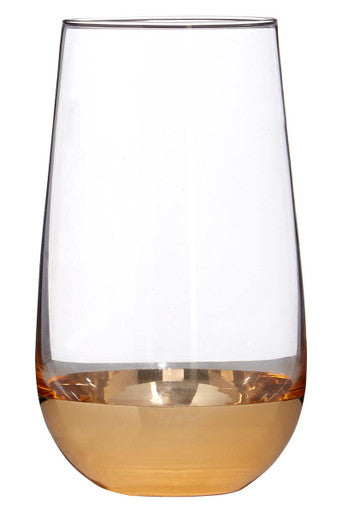 Set of Four Clear Highball Glasses with Gold Base