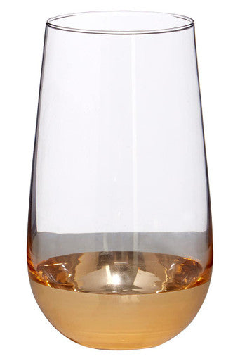 Set of Four Clear Highball Glasses with Gold Base