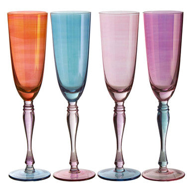 Aurora Set of 4 Multicolour Champagne Glasses