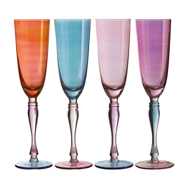 Aurora Set of 4 Multicolour Champagne Glasses