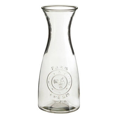 Clear Glass Embossed Farm Fresh Design 1000ml Carafe