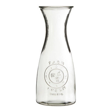 Clear Glass Embossed Farm Fresh Design 1000ml Carafe