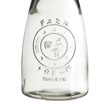 Clear Glass Embossed Farm Fresh Design 1000ml Carafe